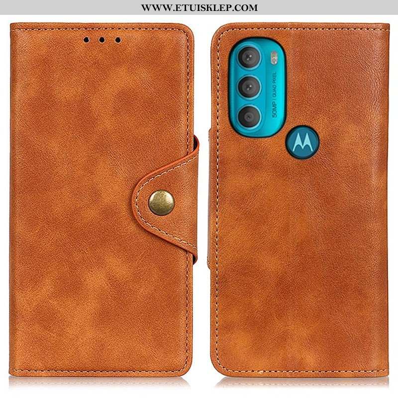Etui Folio do Moto G71 5G Vintage Sztuczna Skóra I Guzik
